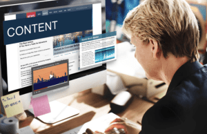 Conversion Content: Crafting Content That Moves Prospects from Attention to Action Business professional reviewing digital content on a desktop screen, illustrating a conversion-driven content strategy that supports decision-making, trust, and buyer readiness.